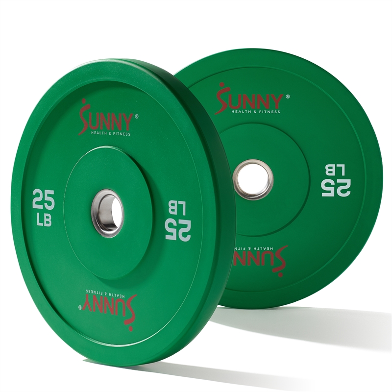 Sunny Health & Fitness Elite 2-inch Rubber Olympic Plates 25 lb (Pair) in Green