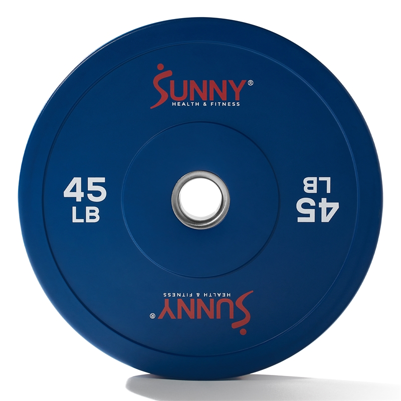 Sunny Health & Fitness Elite 2-inch Rubber Olympic Plates 45 lb in Blue