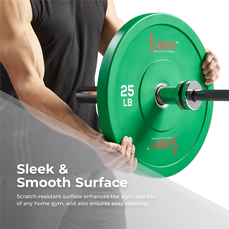 Sunny Health & Fitness Elite 2-inch Rubber Olympic Plates 55 lb in Red