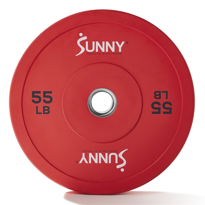 Sunny Health & Fitness Elite 2-inch Rubber Olympic Plates 55 lb in Red
