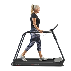 Sunny Health & Fitness Running Treadmill with Handrails in Grey/Black