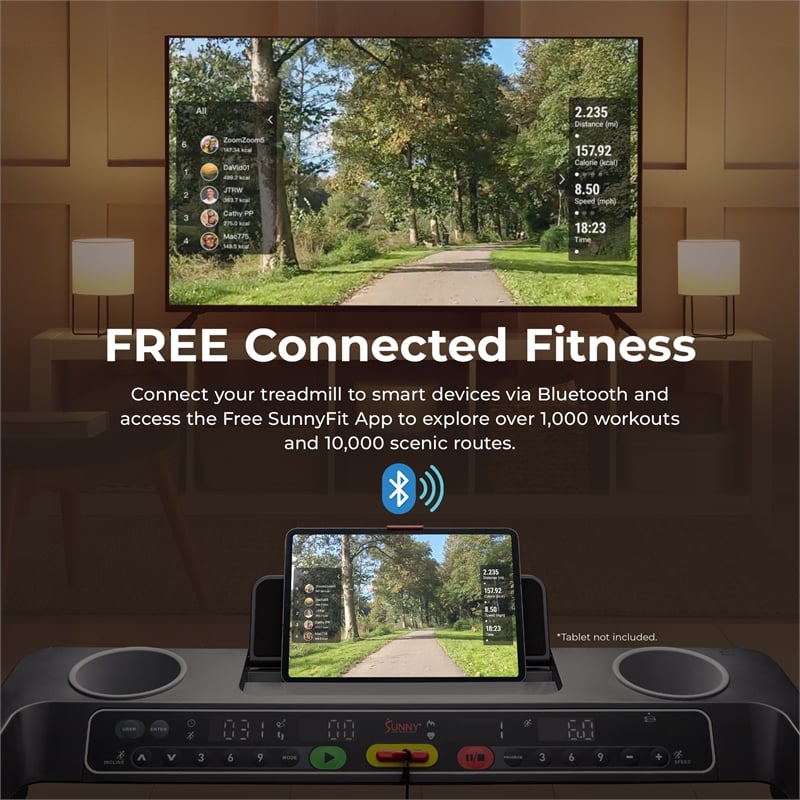 Sunny Health & Fitness Foldable Auto Incline Treadmill 20