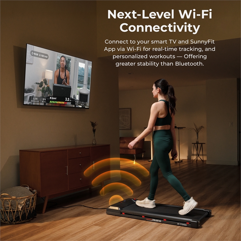 Sunny Health & Fitness Treadpad 100 Smart Walking Treadmill in Black/Red