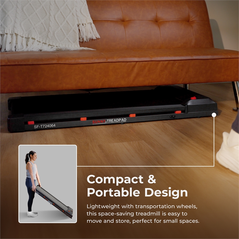 Sunny Health & Fitness Treadpad 100 Smart Walking Treadmill in Black/Red