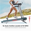 Sunny Health & Fitness Pace 500 Smart Auto Incline Treadmill in Black/Gray/Red
