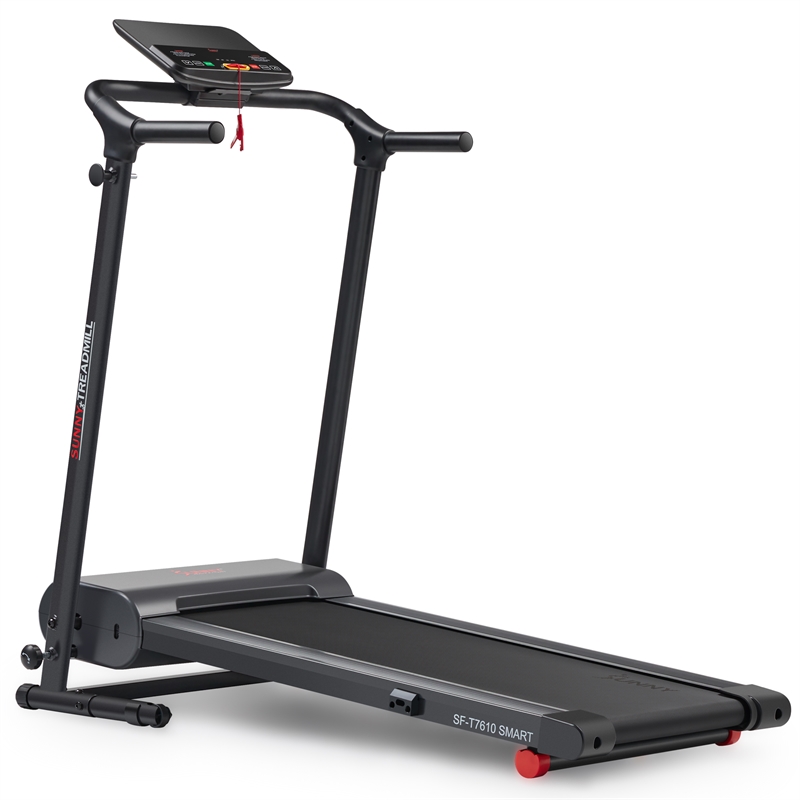 Sunny Health & Fitness SMART Easy Assembly Folding Treadmill in Black
