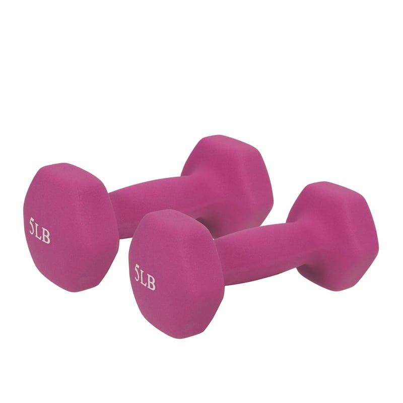 Sunny Health & Fitness Neoprene Dumbbell - 5lb PAIR in Fuschia