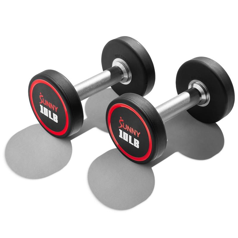 Sunny Health & Fitness Signature Style Polyurethane Round Dumbbell 10lb in Black