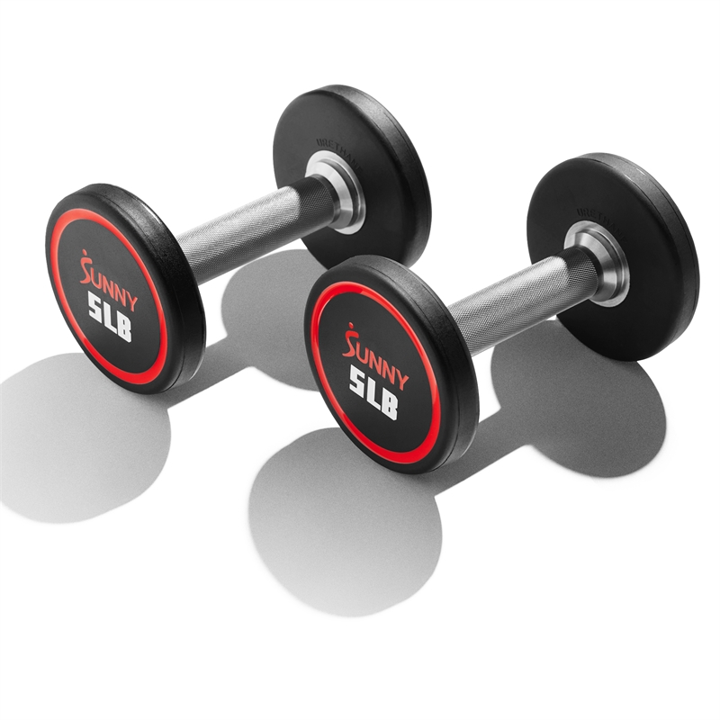 Sunny Health & Fitness Signature Style Polyurethane Round Dumbbell 5lb in Black