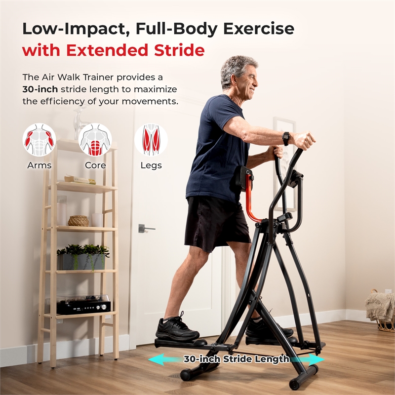 Sunny Health & Fitness Air Walk Trainer Pro in Black
