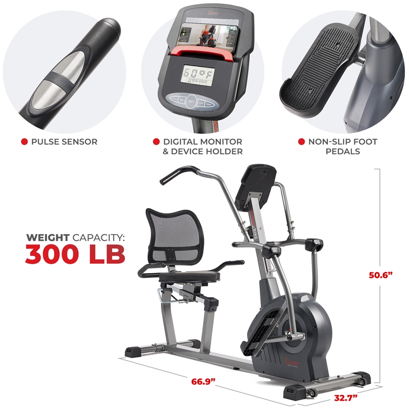 Elite Interactive Series Exercise Recumbent Cross Trainer and Elliptical -Silver