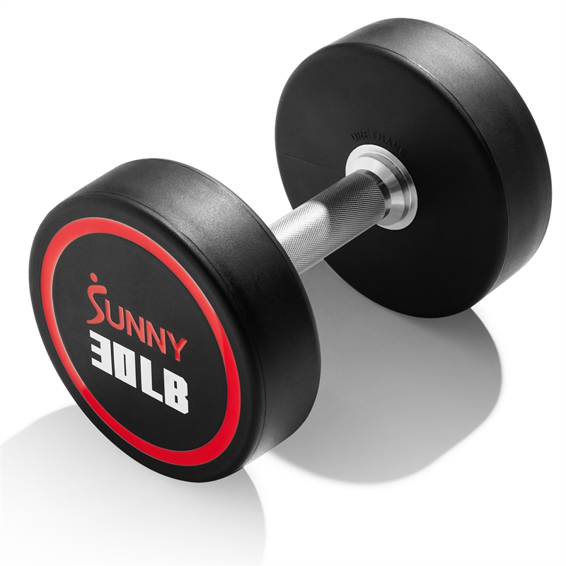 Sunny Health & Fitness Signature Style Polyurethane Round Dumbbell 30lb in Black
