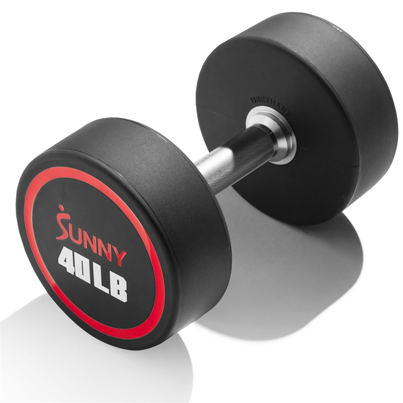 Sunny Health & Fitness Signature Style Polyurethane Round Dumbbell 40lb in Black