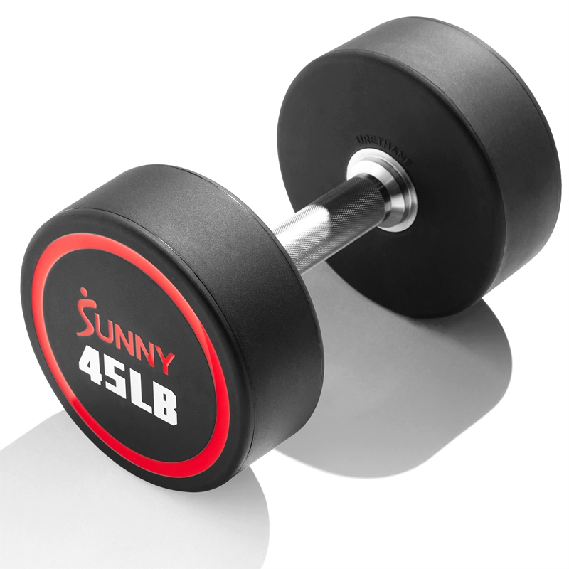 Sunny Health & Fitness Signature Style Polyurethane Round Dumbbell 45lb in Black