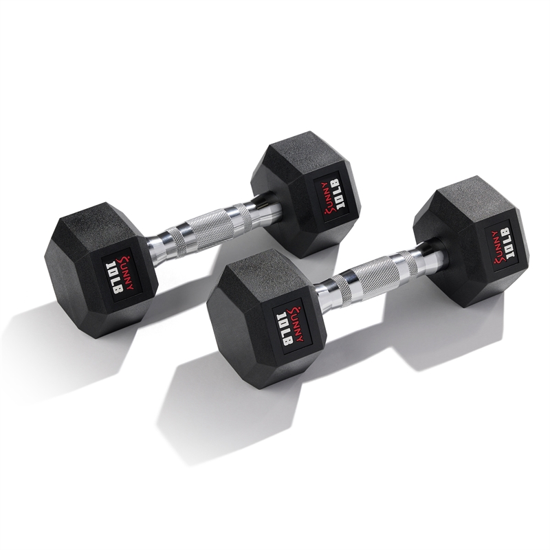 Sunny Health & Fitness Core Fit Hex Style Dumbbells 10lb Pair in Black