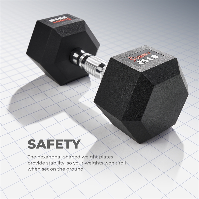 Sunny Health & Fitness Core Fit Hex Style Dumbbells 15lb Pair in Black