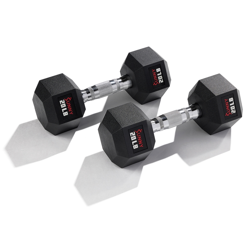 Sunny Health & Fitness Core Fit Hex Style Dumbbells 20lb Pair in Black