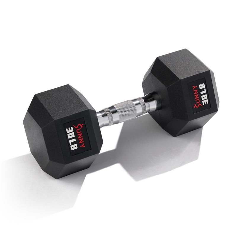 Sunny Health & Fitness Core Fit Hex Style Dumbbell 30lb in Black