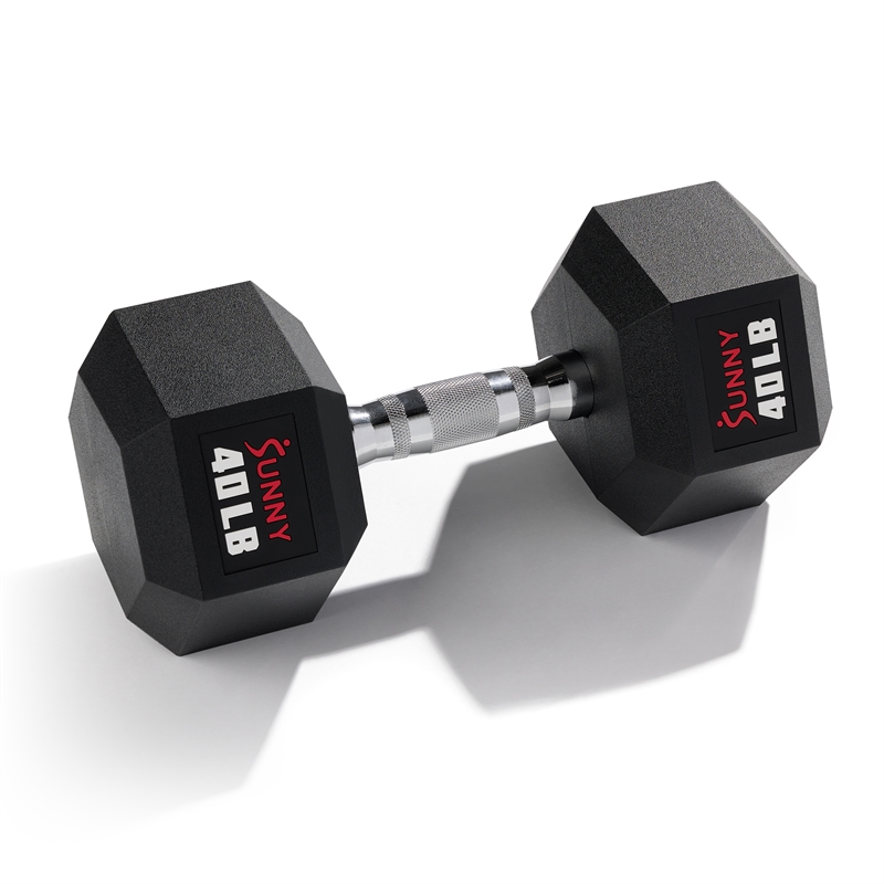 Sunny Health & Fitness Core Fit Hex Style Dumbbell 40lb in Black