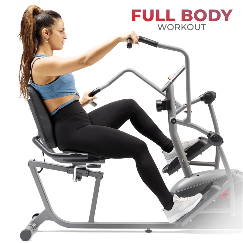 Sunny Health & Fitness Performance Interactive Series Recumbent Elliptical -Grey
