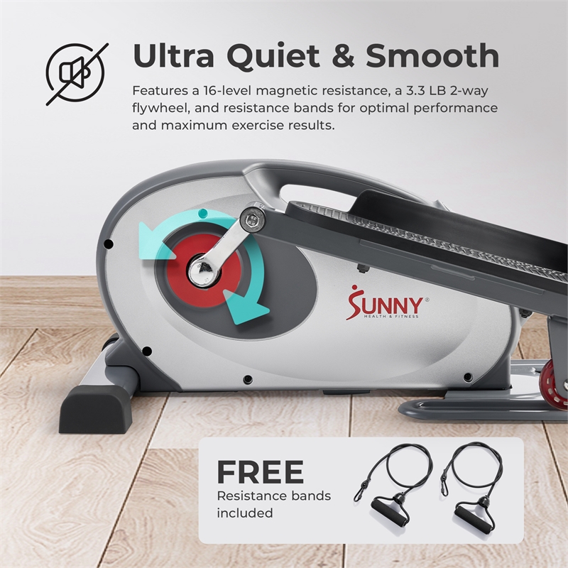 Sunny Health & Fitness Smart Portable Sit and Stand Magnetic Elliptical in Black