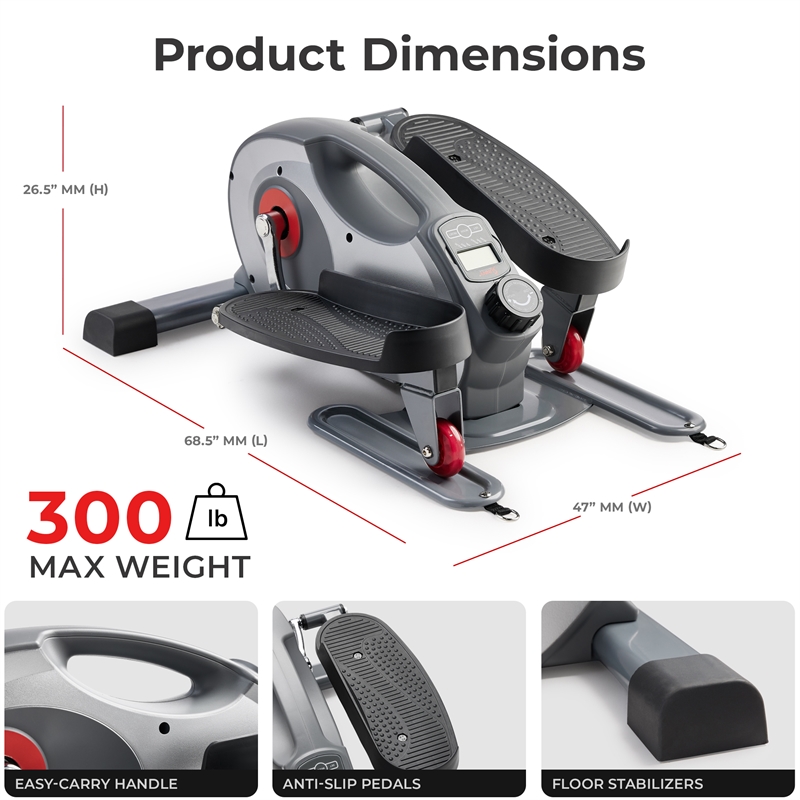 Sunny Health & Fitness Smart Portable Sit and Stand Magnetic Elliptical in Black