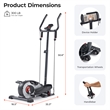 Sunny Health & Fitness Smart Compact Magnetic Elliptical Trainer in Grey