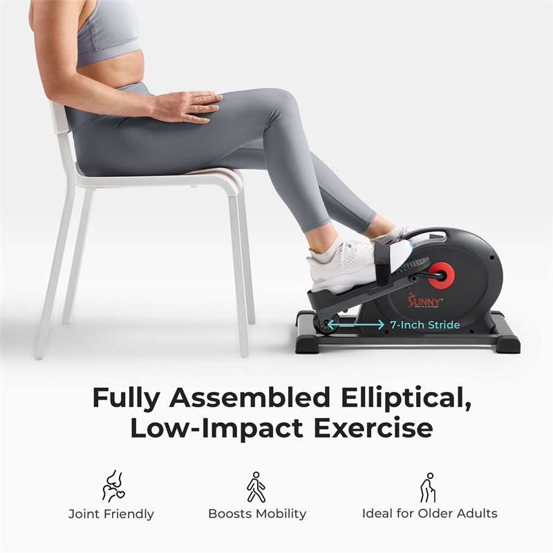 Sunny Health & Fitness Smart Compact Mini Elliptical in Black
