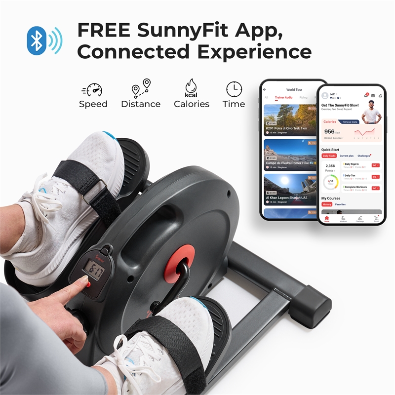 Sunny Health & Fitness Smart Compact Mini Elliptical in Black