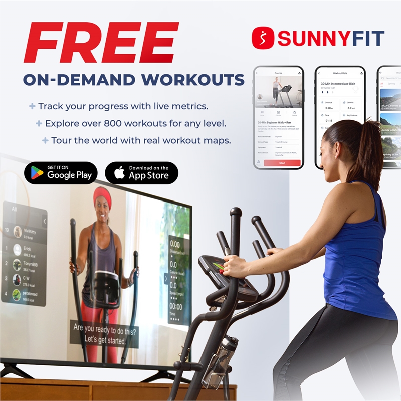 Sunny Health & Fitness Smart Elliptical Machine in Black