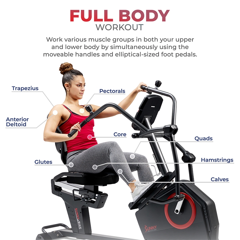 Smart Recumbent Cross Trainer Elliptical Exercise Bike - Black