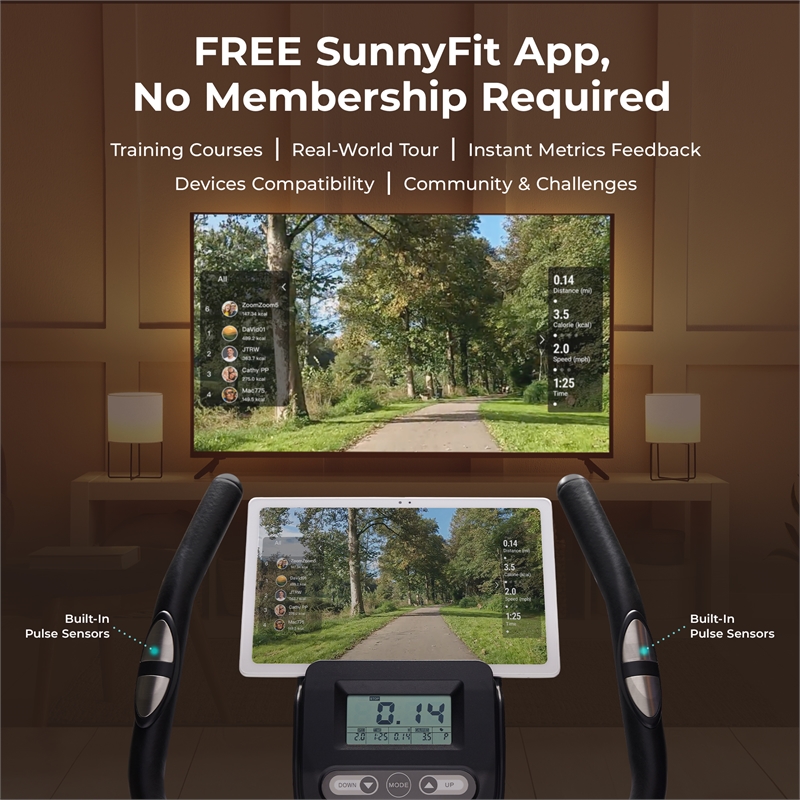 Sunny Health & Fitness Corezy 16-Level Mag Upright Bike w/ Bands in Black