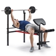 Sunny Health & Fitness Adj Standard Incline Bench w/ Leg Dev in Black
