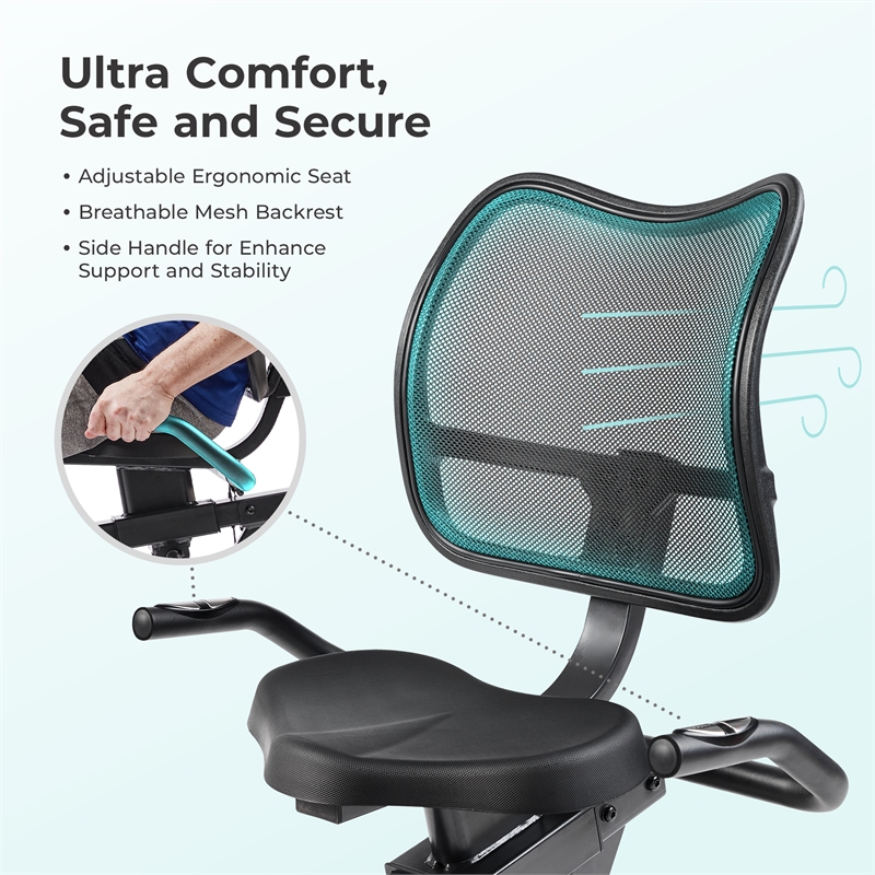 Sunny Health & Fitness Smart HD Mag Recumb Bike w/ 350LB Cap in Black