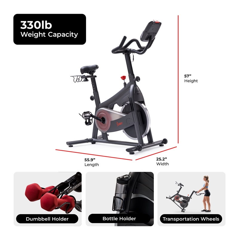 Sunny Health & Fitness PACE 300 Smart Mag Cycling Bike in Gray