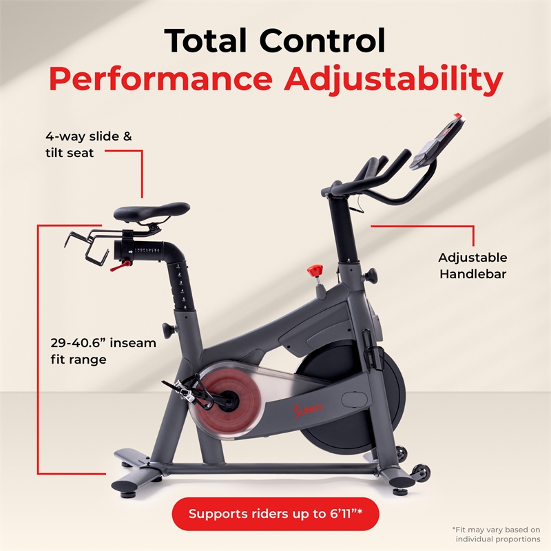 Sunny Health & Fitness Excel 500 Smart Mag Cycling Bike in Gray