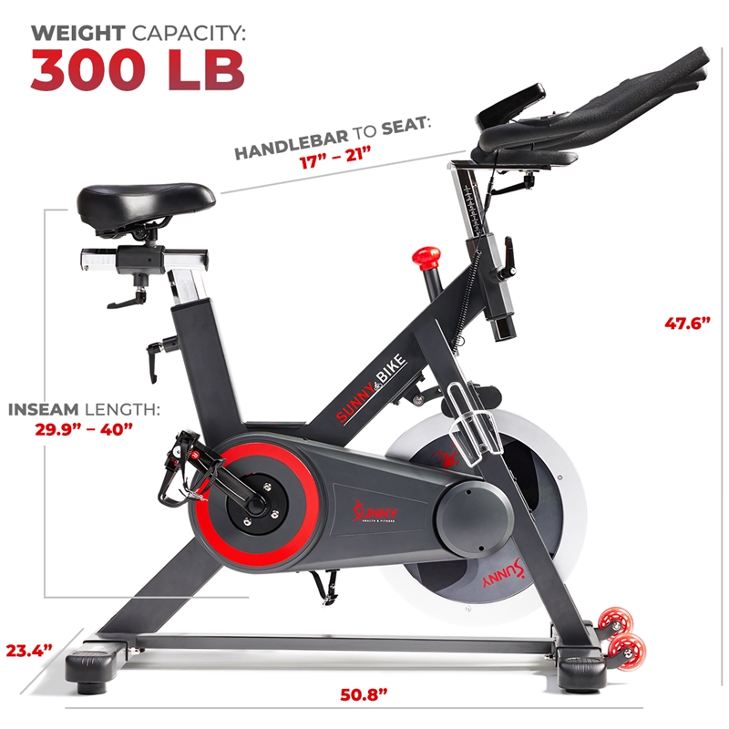 Sunny Health & Fitness Premium Smart Indoor Cycling Bike in Gray