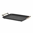 Syla Black Metal Tray with Wicker Wrapped Handles