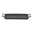 Syla Black Metal Tray with Wicker Wrapped Handles