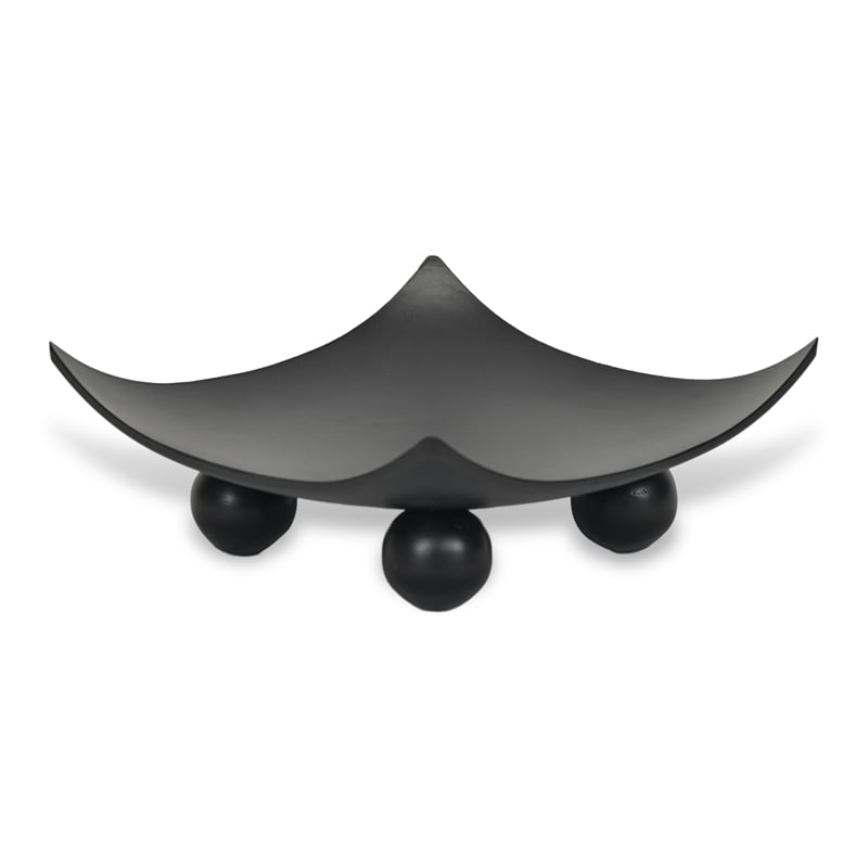 Clyne Curved Black Wood Trays on Wood Orbs
