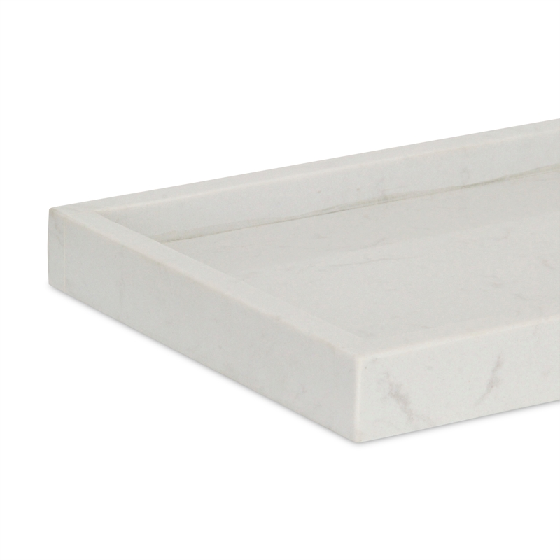 Sarrasseau White Marble Tray with Raised Rim