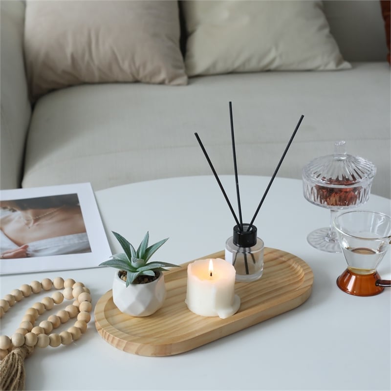 Kishen Ridge Oblong Natural Wood Glossy Tray