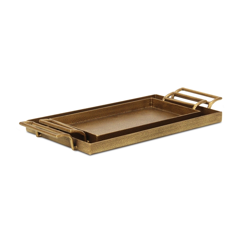 Khilov 2 Piece Gold Cast Iron Tray Set