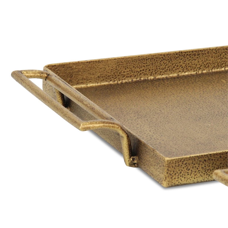 Khilov 2 Piece Gold Cast Iron Tray Set