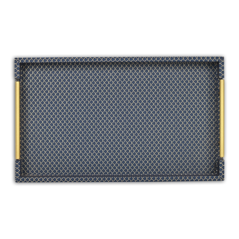 Mariline Elegant Fish Scale Pattern Tray & Gold Handles