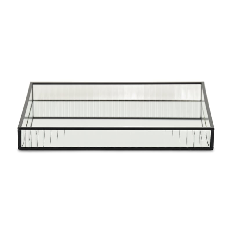 Veldra Black Square Fluted Glass Tray