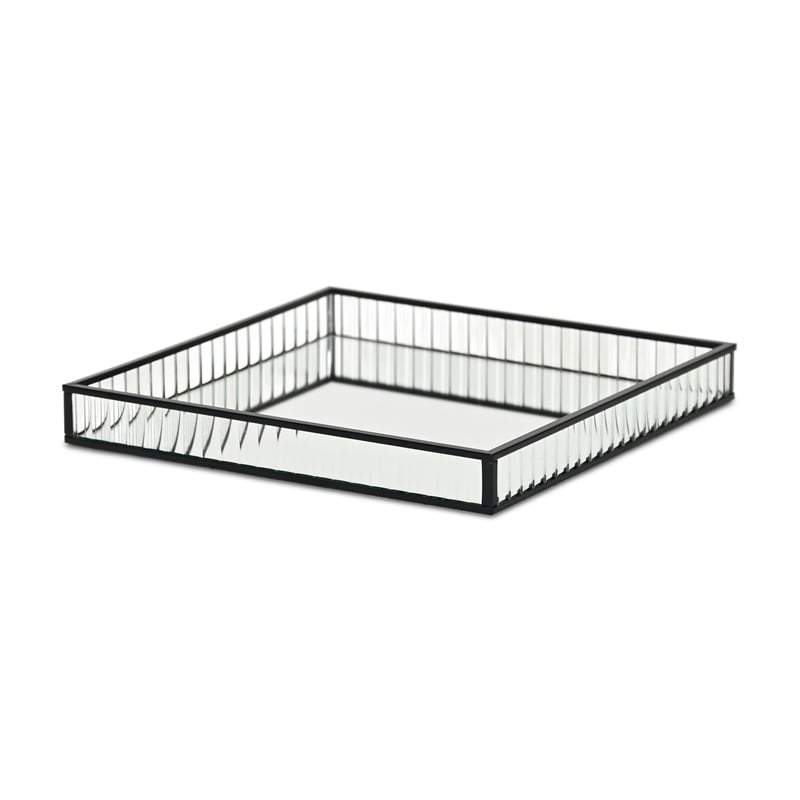 Veldra Black Square Fluted Glass Tray