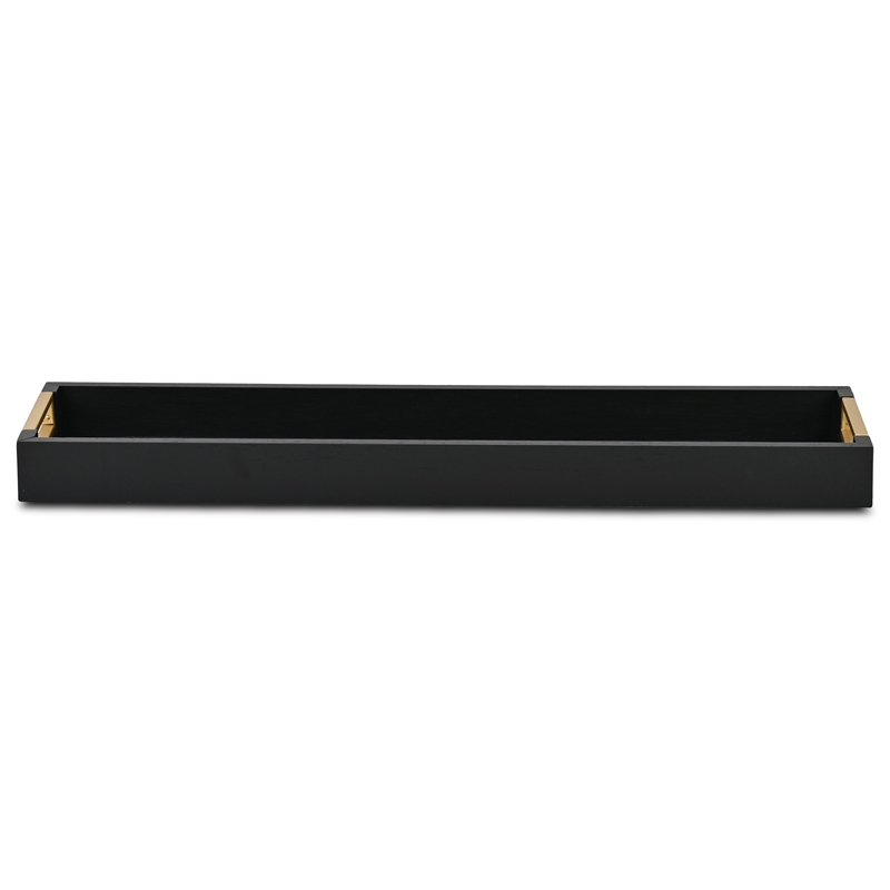 Nyssa Slim Rectangular Wood Decorative Tray - Black