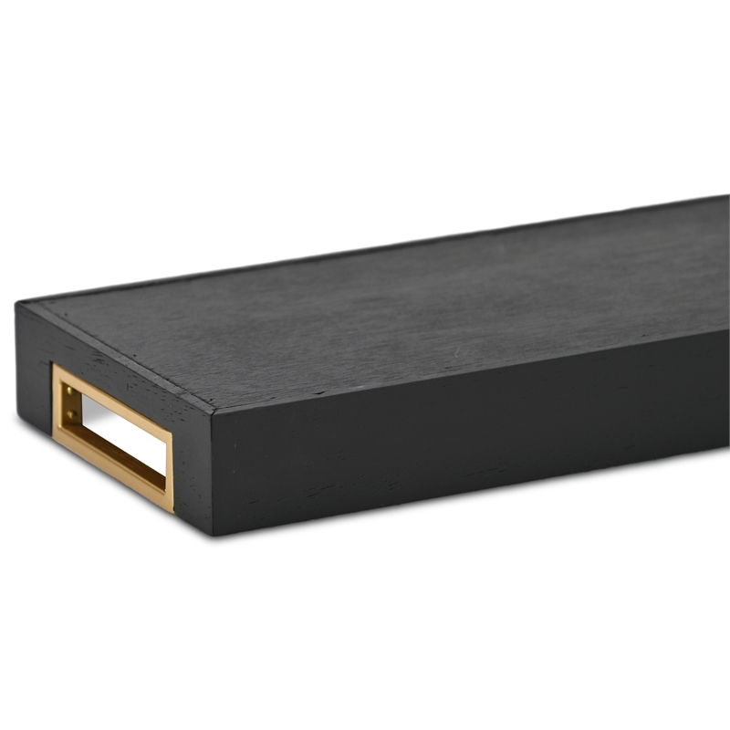 Nyssa Slim Rectangular Wood Decorative Tray - Black
