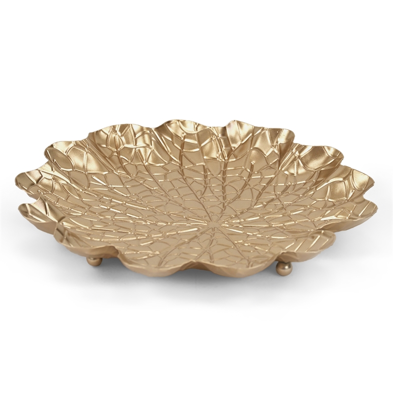 Delphine Golden Metal Lilypad Catchall Tray - Large